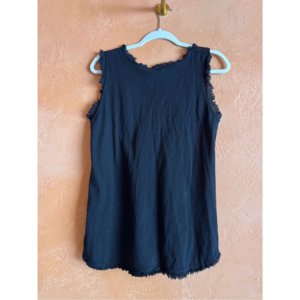 Gigi Moda Made in Italy Black Linen Blend Frayed Tank Top Small - Picture 5 of 7